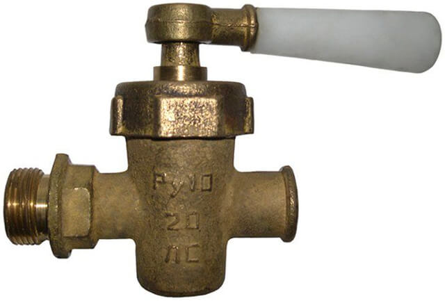 Кран пробковый латунный проходной цапковый сальниковый спускной 10б9бк1 ДУ 20 РУ 10