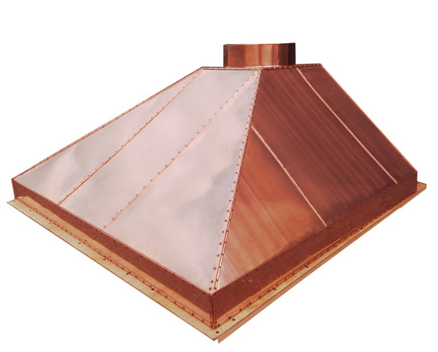 Зонт вытяжной вентиляционный медный островной купольный ЗВОК 500х1200х200 мм