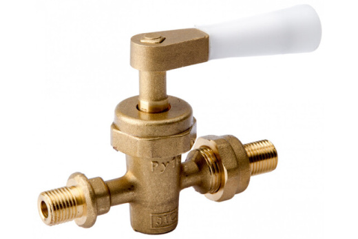 Кран пробковый латунный проходной цапковый сальниковый спускной 10б19бк1 ДУ 6 РУ 10