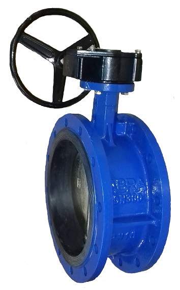 Затвор дисковый поворотный чугунный запорный фланцевый симметричный с редуктором с уплотнением Viton с чугунным диском Dendor 021F GGG40 ДУ 300 РУ 16