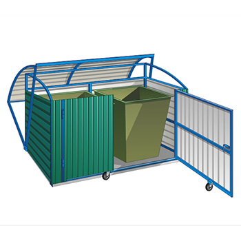 Контейнерная площадка с опрокидывающимся верхом на 6 контейнеров