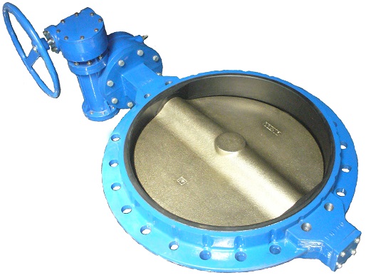 Затвор дисковый поворотный чугунный запорно-регулирующий межфланцевый симметричный с редуктором с уплотнением EPDM с чугунным диском ЛМЗ 32Ч301Р ВЧ50 ДУ 300 РУ 16