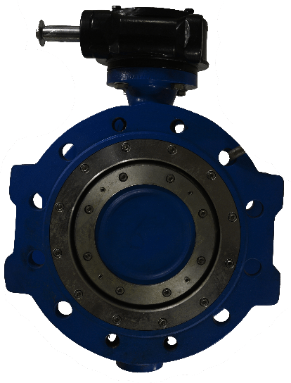 Затвор дисковый поворотный стальной запорно-регулирующий фланцевый трехэксцентриковый с электроприводом с уплотнением металл по металлу с нержавеющим диском BROEN WCB ДУ 50 РУ 25
