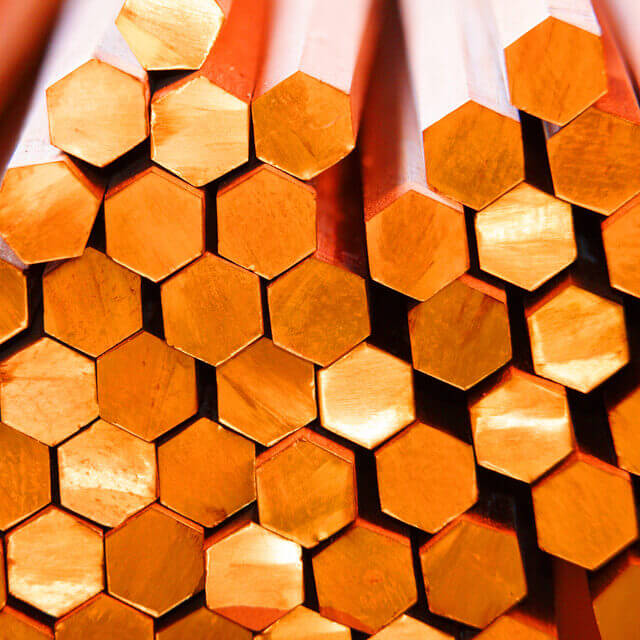 Пруток бронзовый шестигранный твердый г/к БрАЖ9-4 7,5 мм ГОСТ 1628-2019