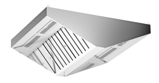 Зонт приточно-вытяжной нержавеющий островной ЗПВО 400х2000 мм