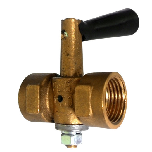 Кран пробковый латунный трехходовой муфтовый натяжной 11б18бк ДУ 15 РУ 16